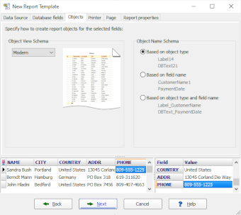 Specifying parameters of automatically created objects