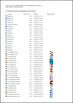 Table of files from specified folder